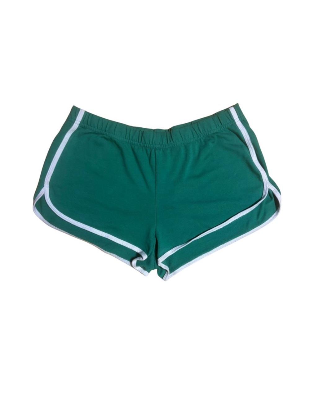 Green Athletic Shorts with White Trim